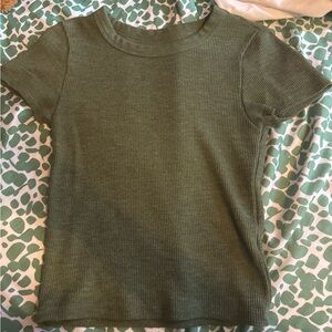 American Eagle Outfitters Olive Ribbed Tee